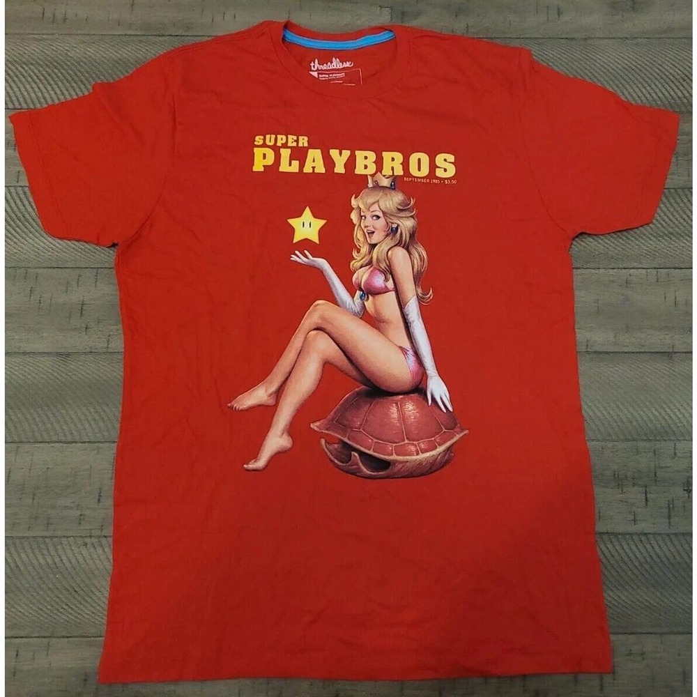 Threadless SUPER PLAYBROS Red S/S T-Shirt Sz L